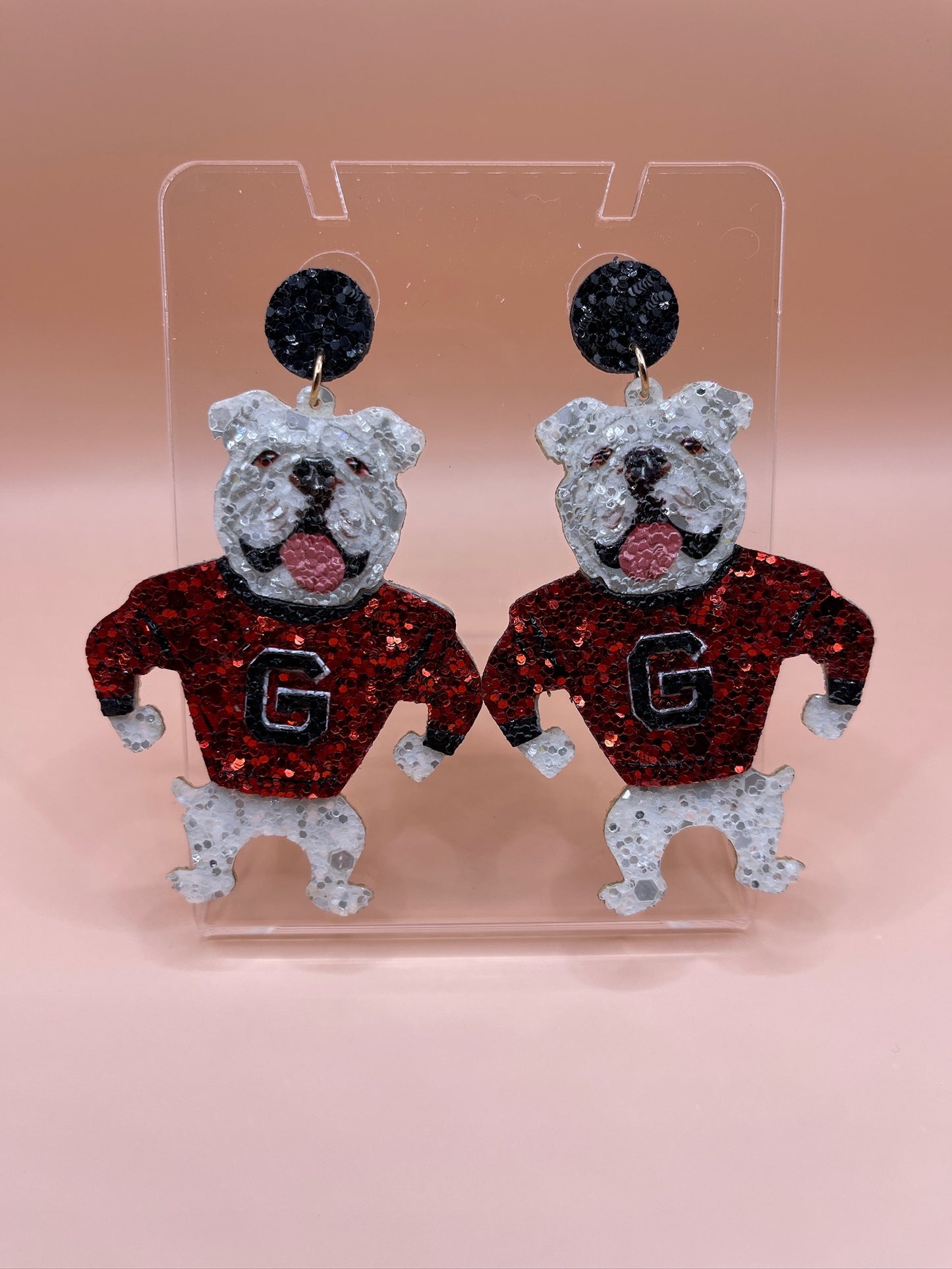 Glittered Epoxy Bulldog Earrings