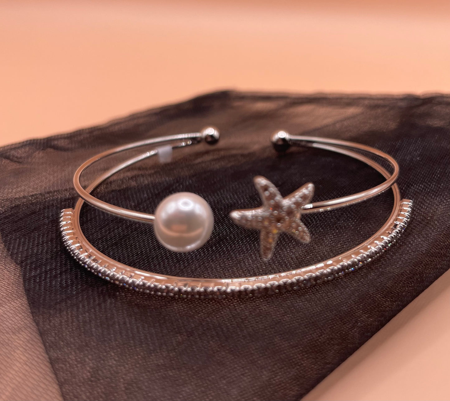 Crystal Avenue Adelaide Crystal Goldtone Cuff Bracelet with Pearl and a Star
