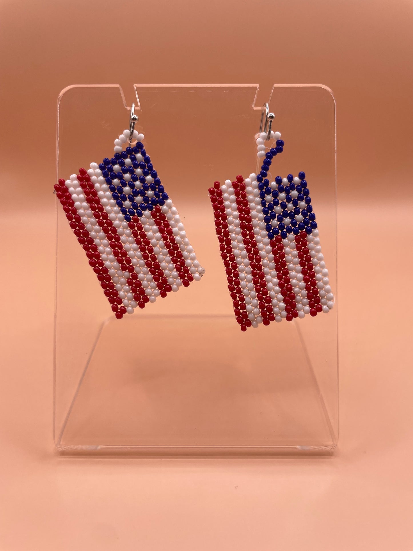 American Flag Bead Earrings
