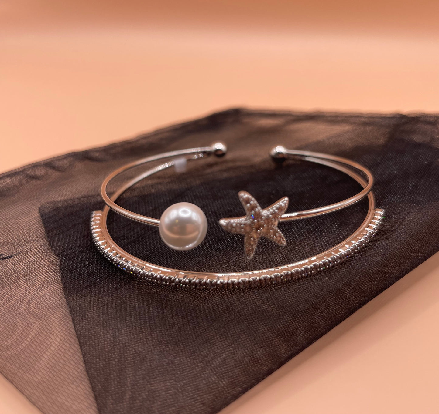 Crystal Avenue Adelaide Crystal Goldtone Cuff Bracelet with Pearl and a Star